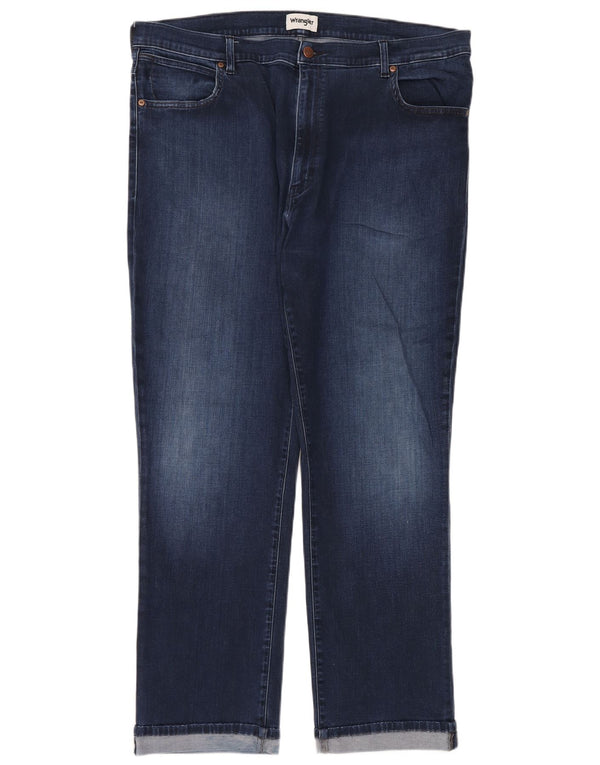 Wrangler Mens Texas Straight Jeans W44 L32 Navy Blue Cotton