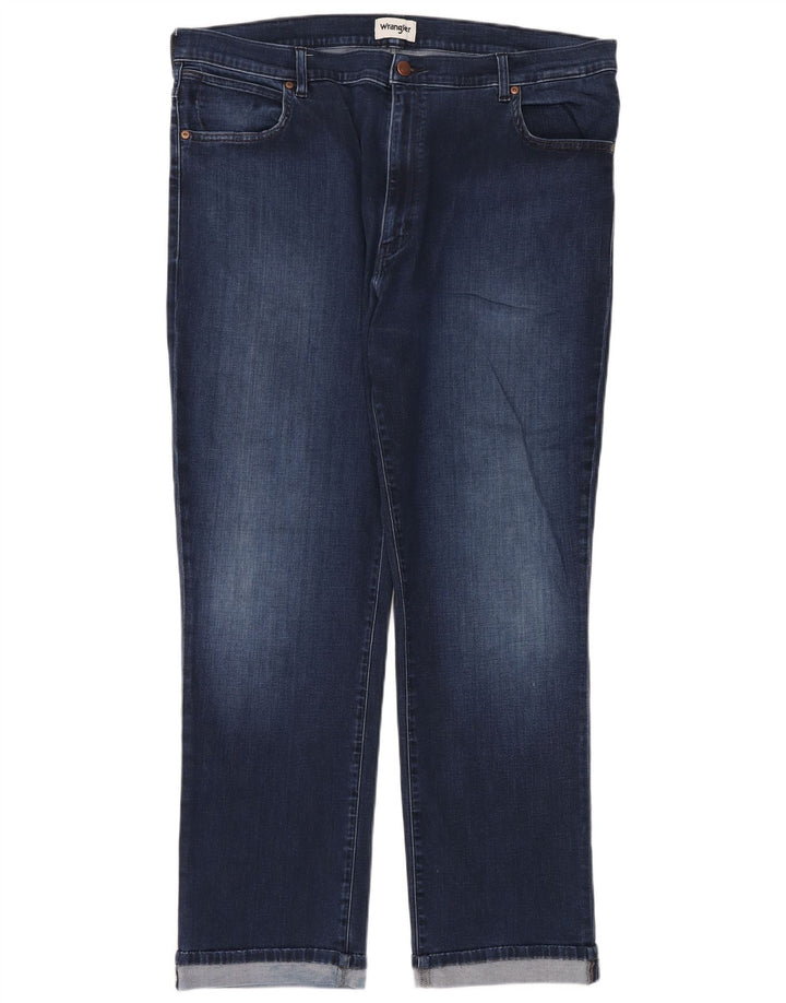 Wrangler Mens Texas Straight Jeans W44 L32 Navy Blue Cotton