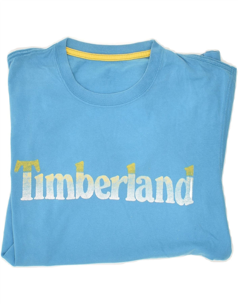 TIMBERLAND Mens Graphic T-Shirt Top Medium Blue Cotton | Vintage Timberland | Thrift | Second-Hand Timberland | Used Clothing | Messina Hembry 