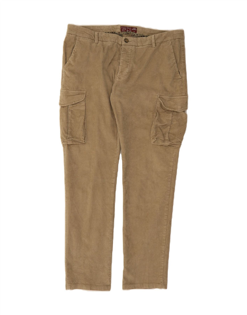 OVS Mens Regular Fit Cargo Corduroy Trousers IT 56 3XL W40 L33 Beige Vintage OVS and Second-Hand OVS from Messina Hembry 