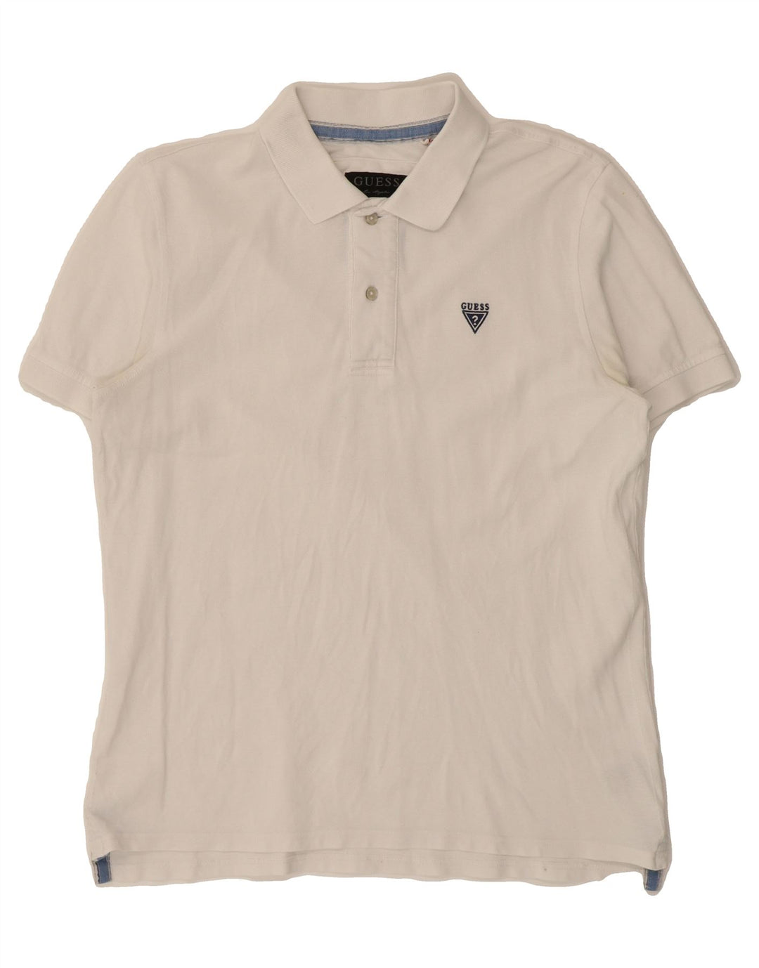 GUESS Mens Polo Shirt Large White Cotton Vintage Guess and Second-Hand Guess from Messina Hembry 