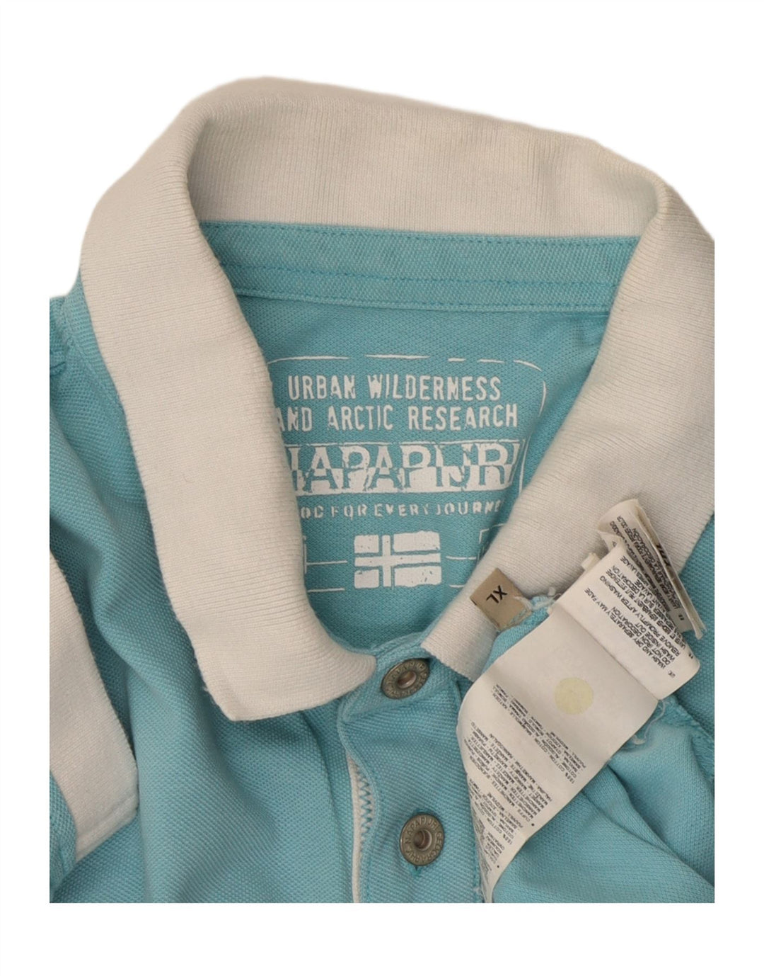 NAPAPIJRI Mens Polo Shirt XL Blue Colourblock Cotton