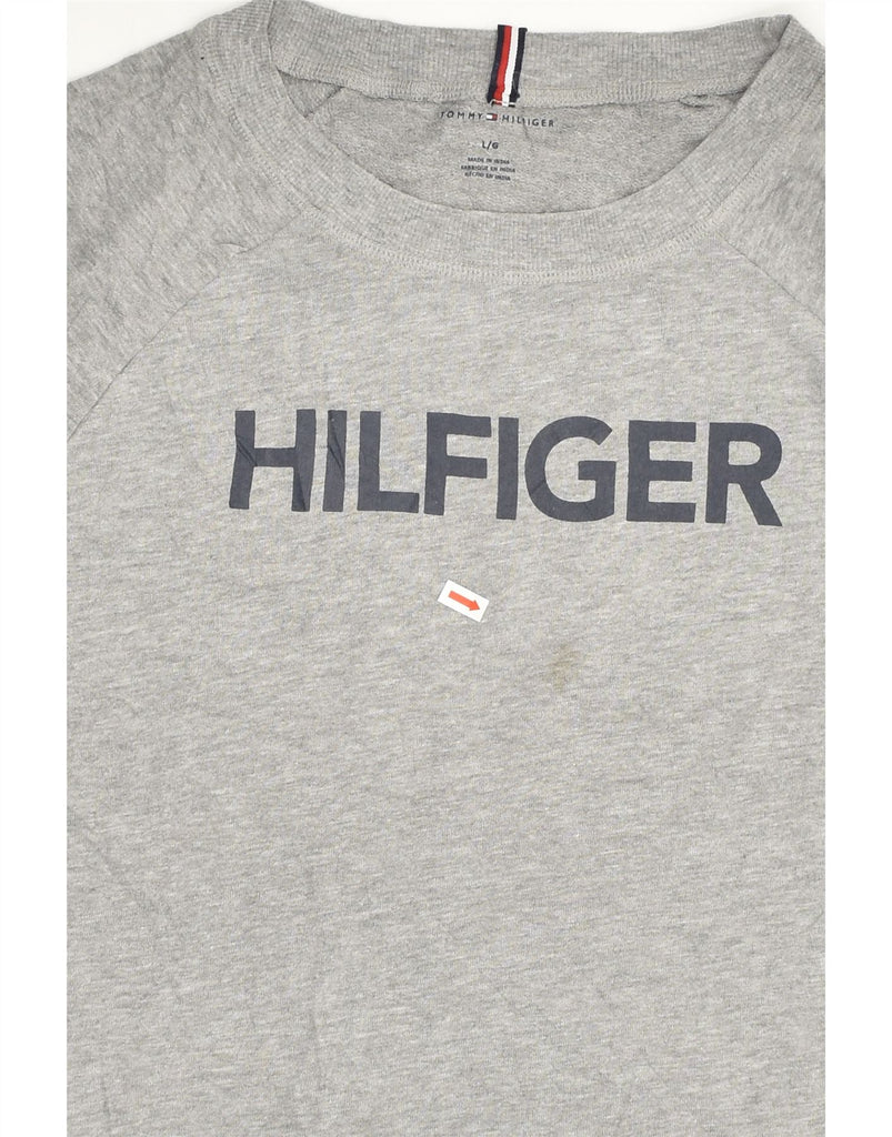 TOMMY HILFIGER Womens Graphic Sweatshirt Jumper UK 16 Large Grey | Vintage Tommy Hilfiger | Thrift | Second-Hand Tommy Hilfiger | Used Clothing | Messina Hembry 