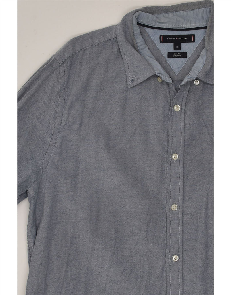 TOMMY HILFIGER Mens Slim Fit Shirt XL Grey Cotton | Vintage Tommy Hilfiger | Thrift | Second-Hand Tommy Hilfiger | Used Clothing | Messina Hembry 