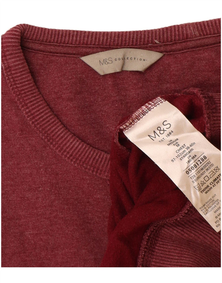 Marks & Spencer Mens Sweatshirt Jumper Medium Burgundy Cotton