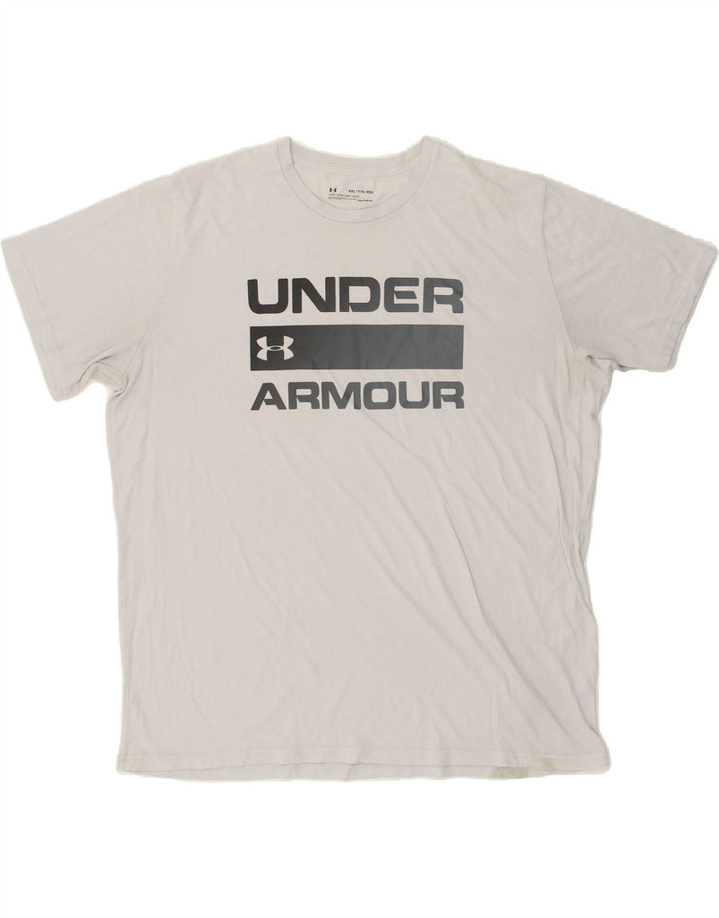 UNDER ARMOUR Mens Heat Gear Graphic T-Shirt Top 2XL Grey | Vintage Under Armour | Thrift | Second-Hand Under Armour | Used Clothing | Messina Hembry 