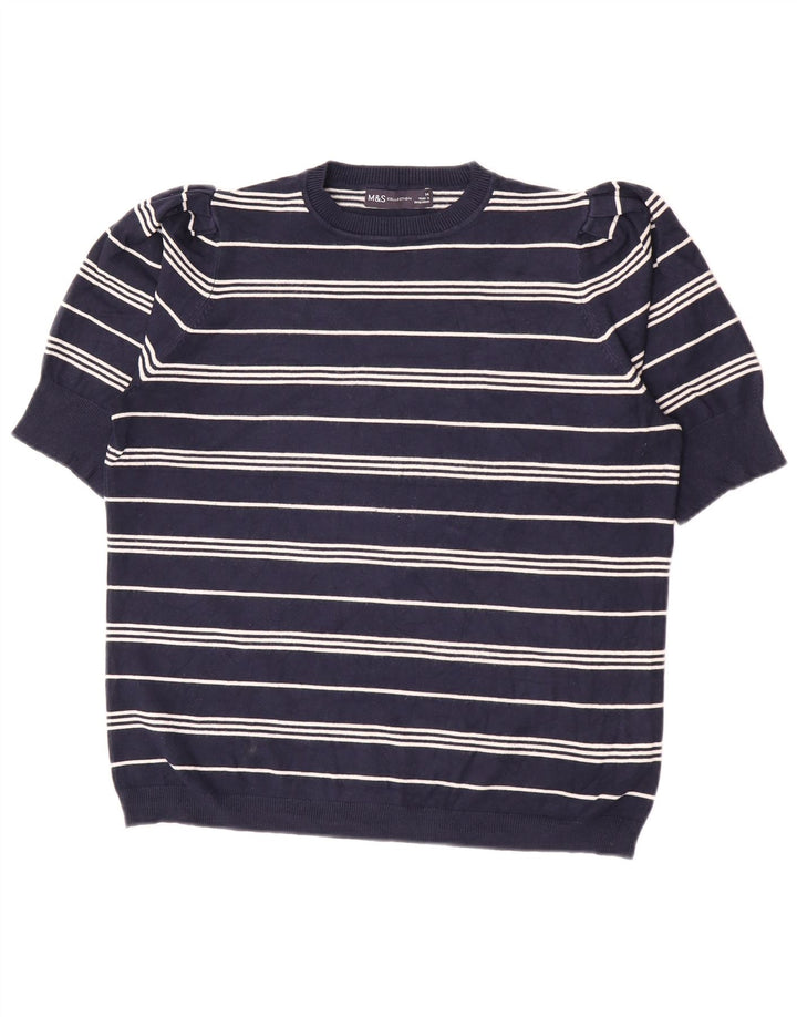 Marks & Spencer Womens Crew Neck Jumper Sweater UK 14 Medium Navy Blue