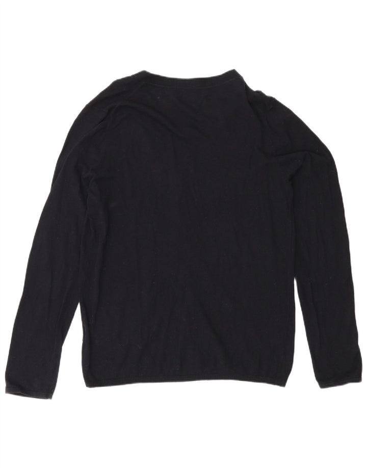 Reiss Mens Cardigan Sweater Small Black Cotton
