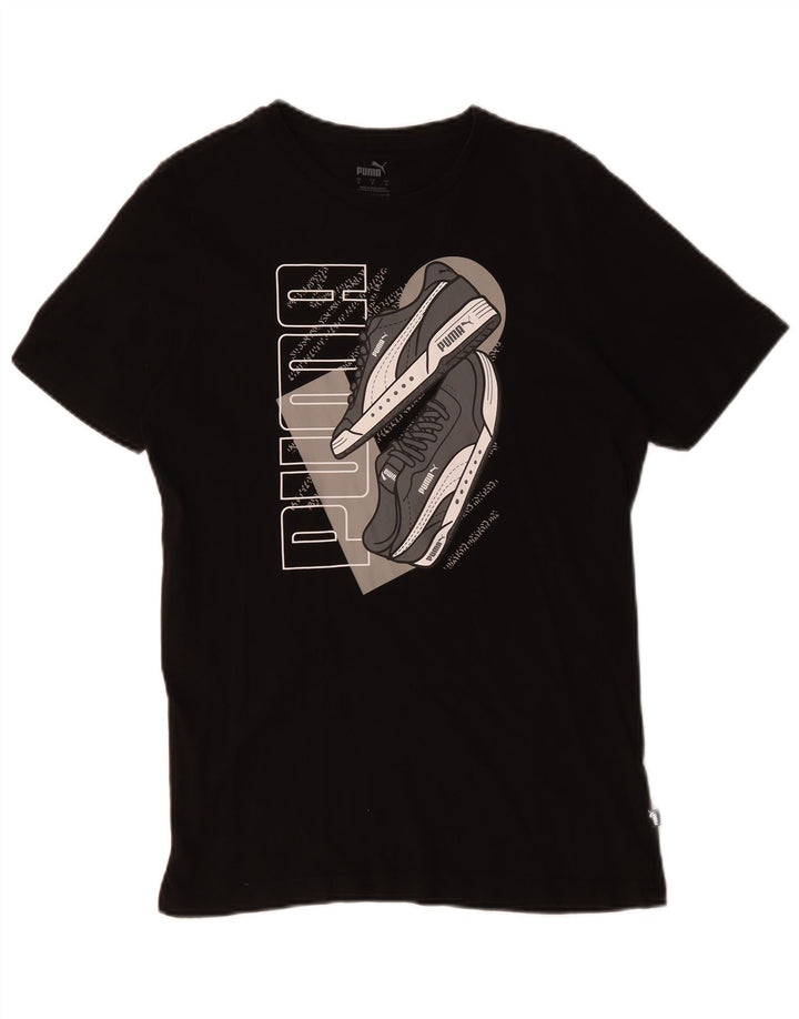 Puma Mens Graphic T-Shirt Top Small Black Cotton