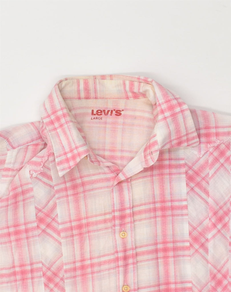 LEVI'S Womens Shirt UK 14 Large Pink Check Cotton | Vintage Levi's | Thrift | Second-Hand Levi's | Used Clothing | Messina Hembry 