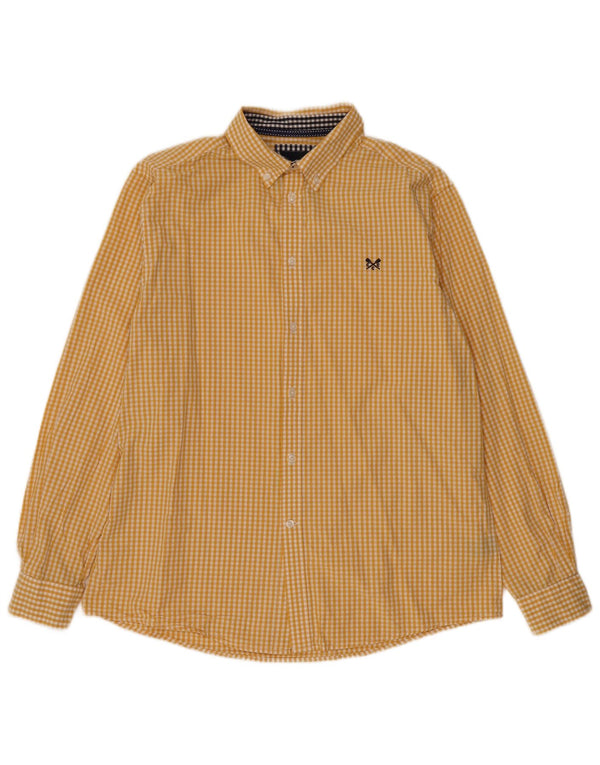 Crew Clothing Mens Classic Fit Shirt Large Yellow Gingham Cotton