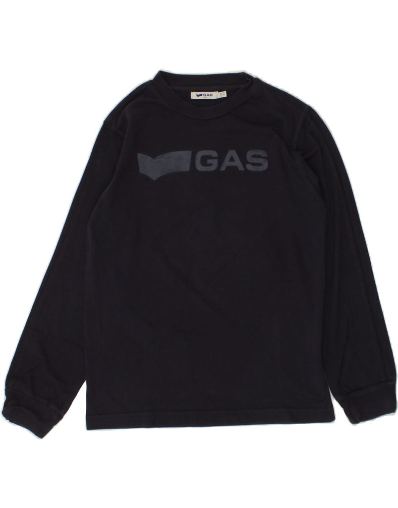 GAS Boys Graphic Top Long Sleeve 9-10 Years Navy Blue Cotton | Vintage Gas | Thrift | Second-Hand Gas | Used Clothing | Messina Hembry 