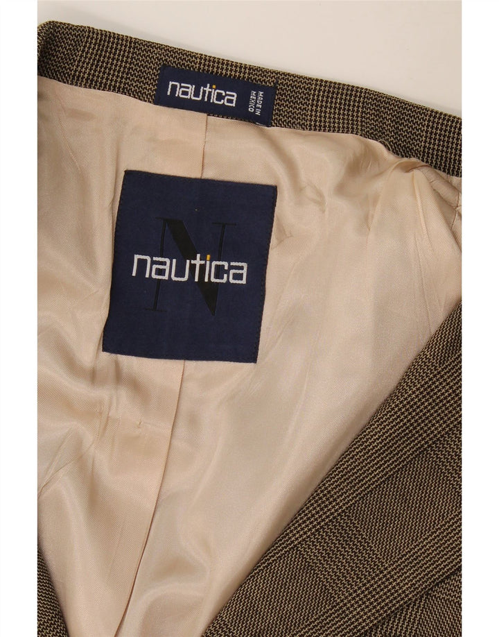 Nautica Mens 3 Button Blazer Jacket UK 40 Large Brown Check