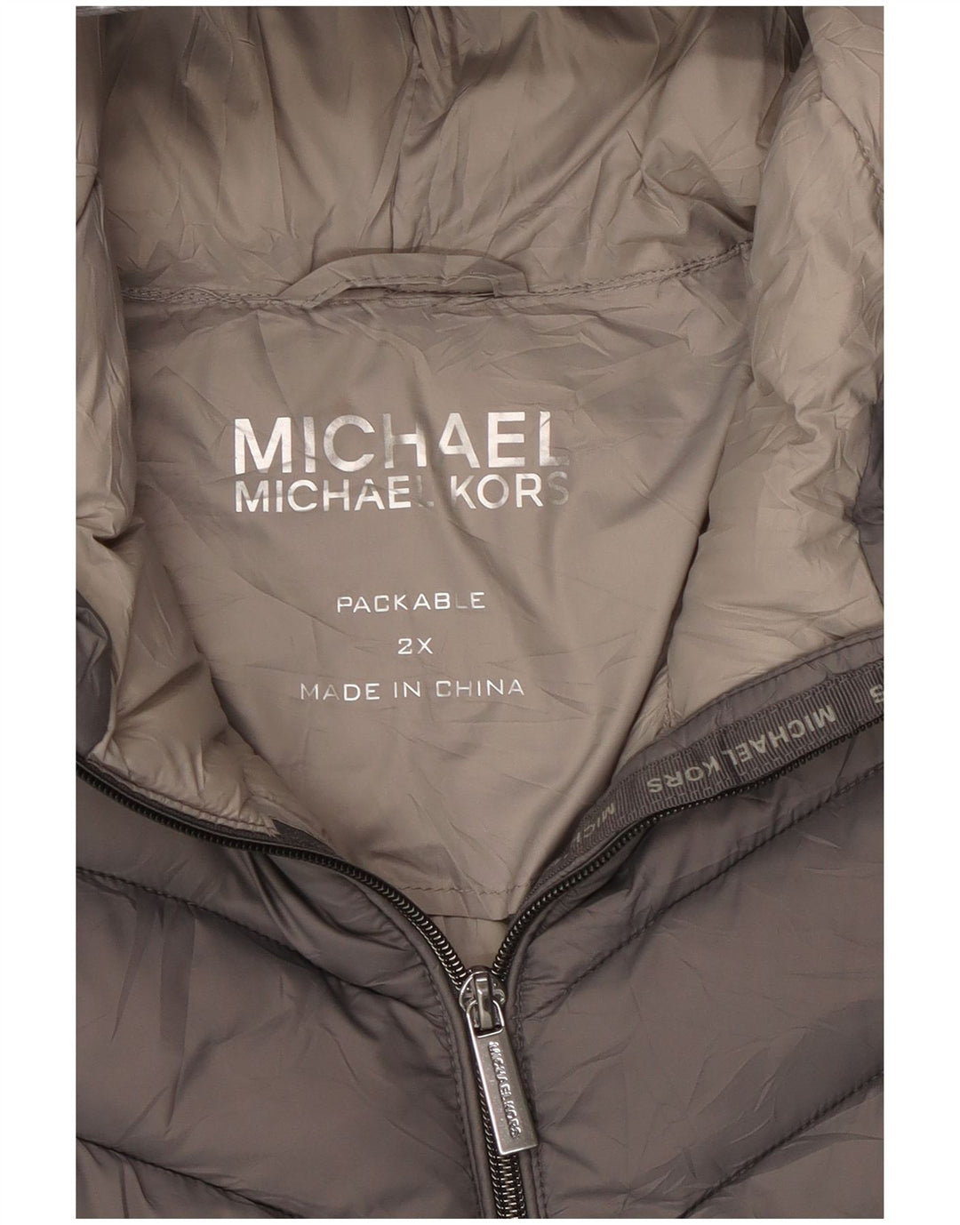 Michael Kors Womens Oversized Hooded Padded Coat UK 22 2XL Grey Nylon