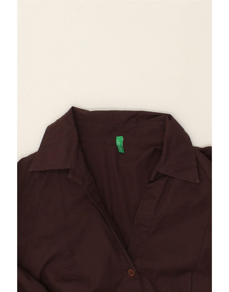 BENETTON Womens Pullover Shirt UK 12 Medium Brown Cotton | Vintage Benetton | Thrift | Second-Hand Benetton | Used Clothing | Messina Hembry 