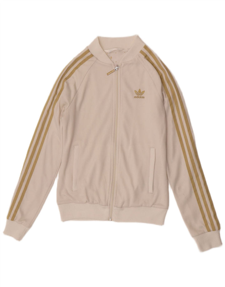 Adidas Womens Tracksuit Top Jacket EU 36 Small White Polyamide