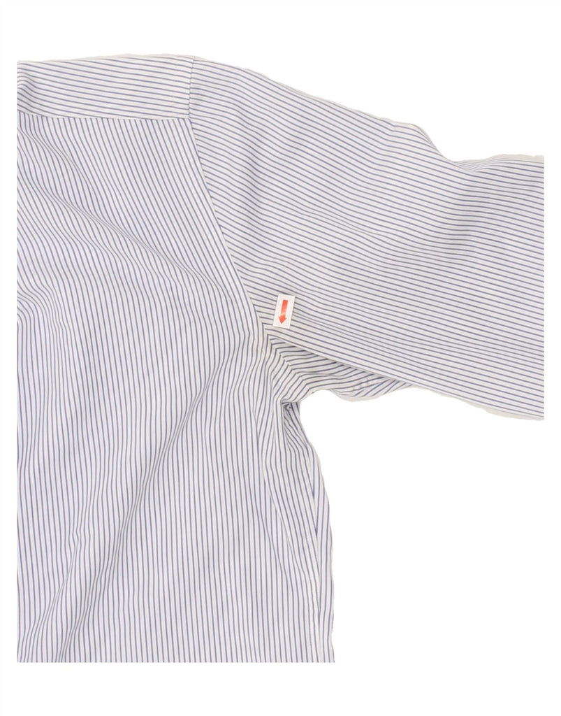 HUGO BOSS Mens Slim Fit Shirt Size 14 1/2 37 Small Blue Pinstripe Cotton | Vintage Hugo Boss | Thrift | Second-Hand Hugo Boss | Used Clothing | Messina Hembry 