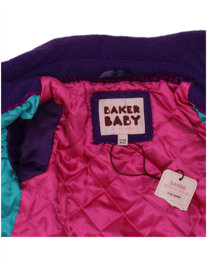 TED BAKER Baby Girls Overcoat 12-18 Months Purple Viscose