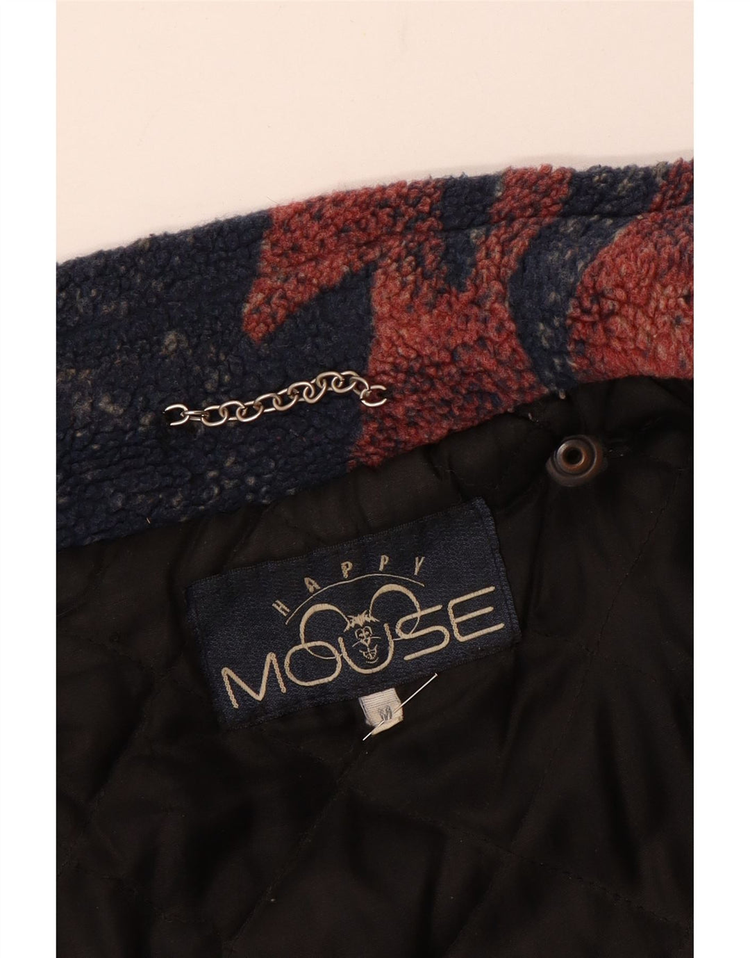 Vintage Mens Fleece Jacket UK 38 Medium Navy Blue Striped