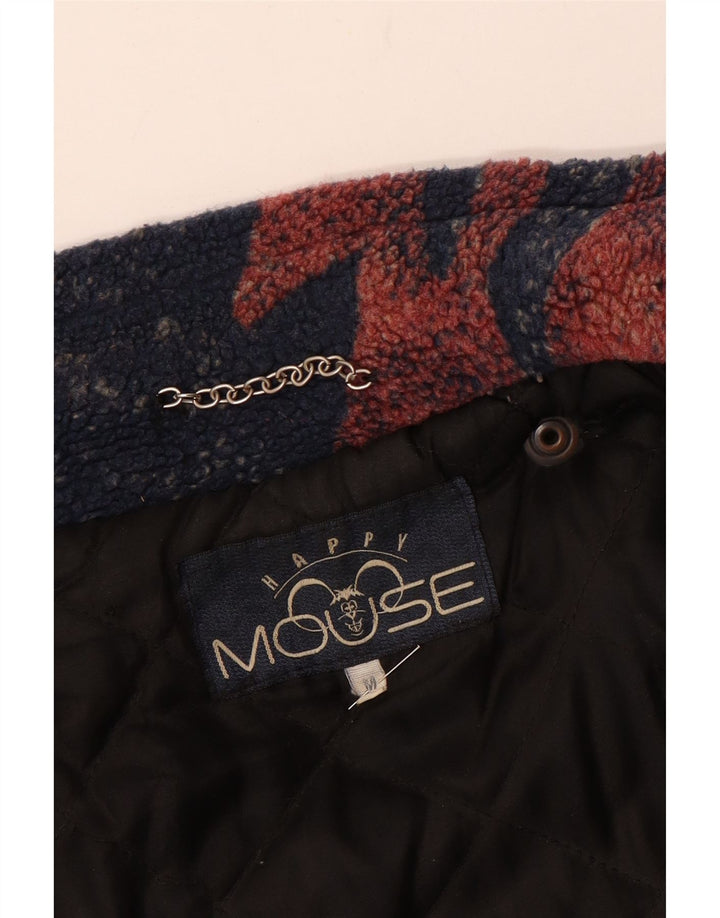 Vintage Mens Fleece Jacket UK 38 Medium Navy Blue Striped