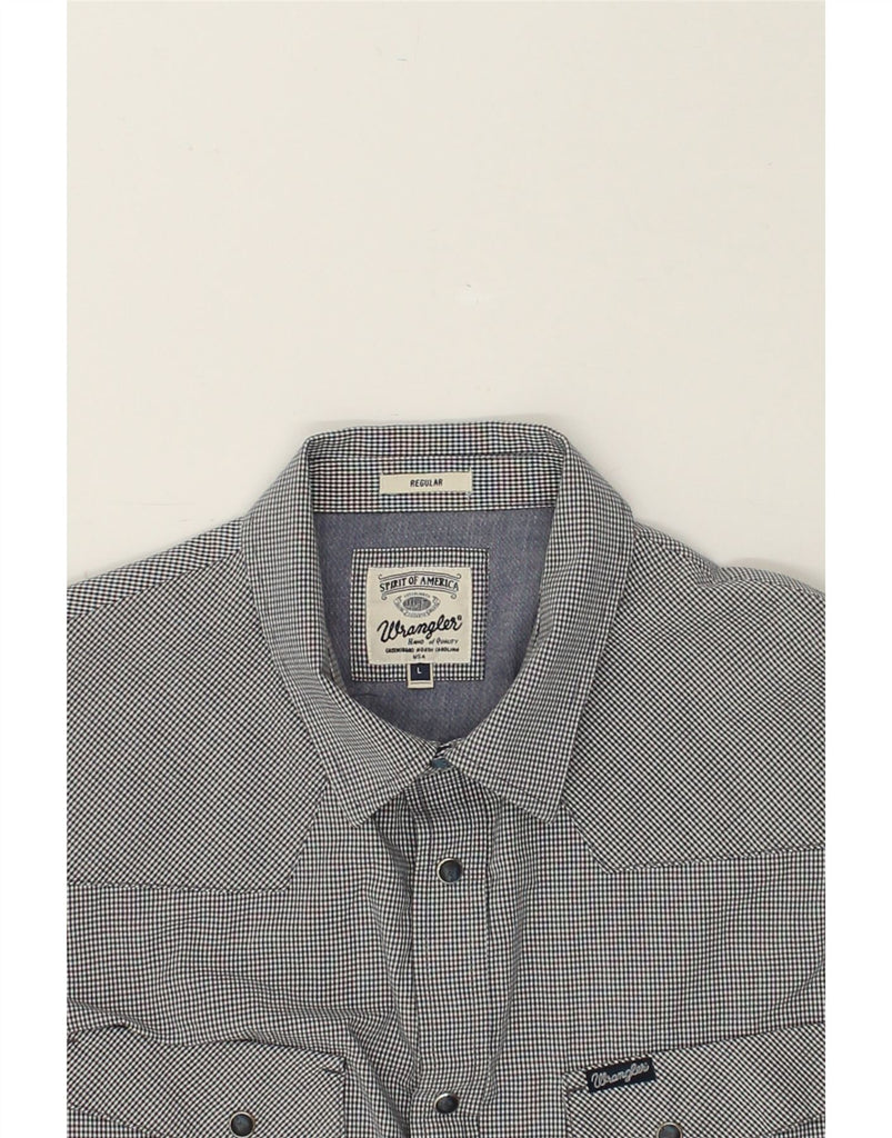 WRANGLER Mens Regular Fit Shirt Large Grey Gingham Cotton | Vintage Wrangler | Thrift | Second-Hand Wrangler | Used Clothing | Messina Hembry 