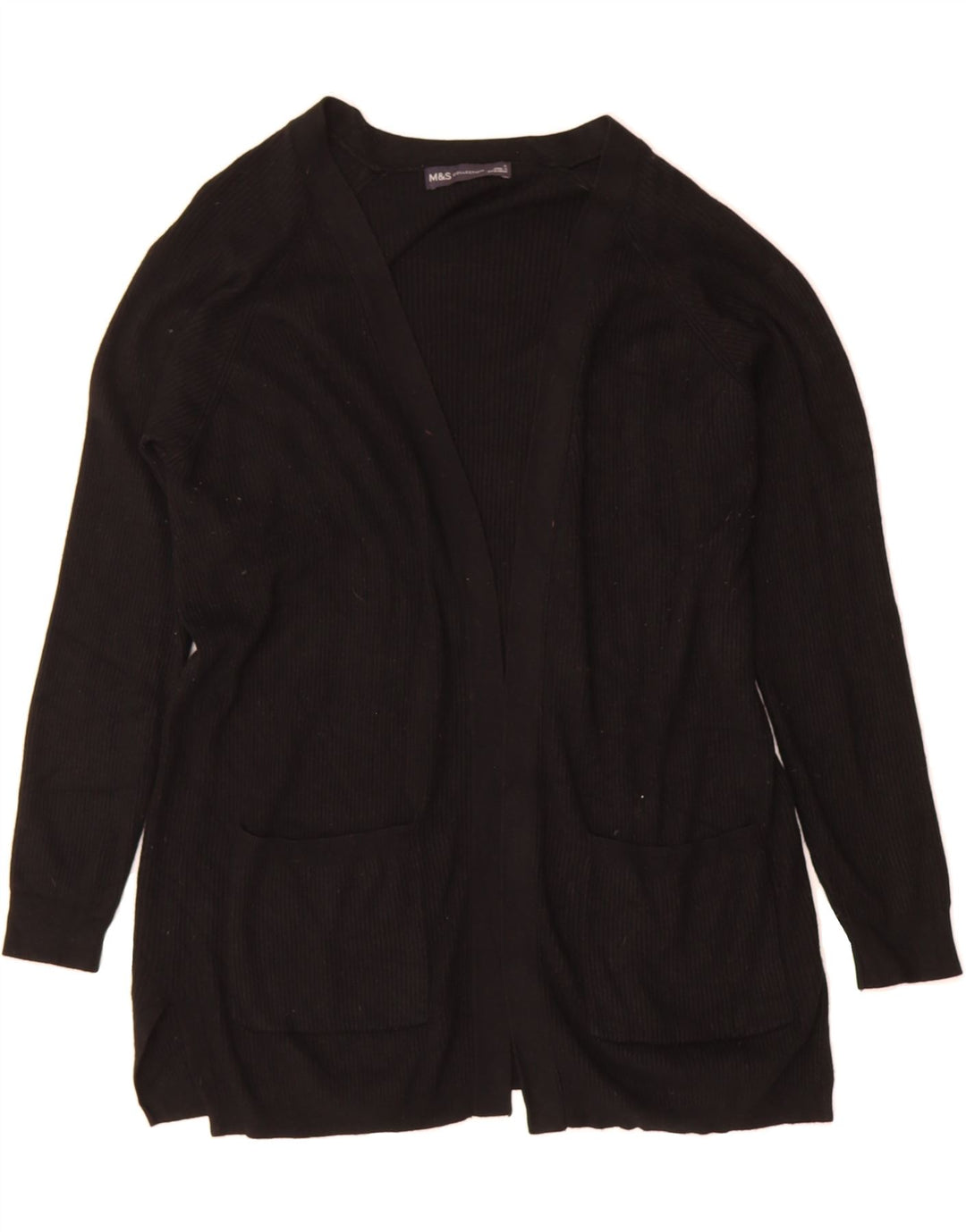 MARKS & SPENCER Womens Oversized Open Cardigan Sweater UK 10 Small Black Vintage Marks & Spencer and Second-Hand Marks & Spencer from Messina Hembry 