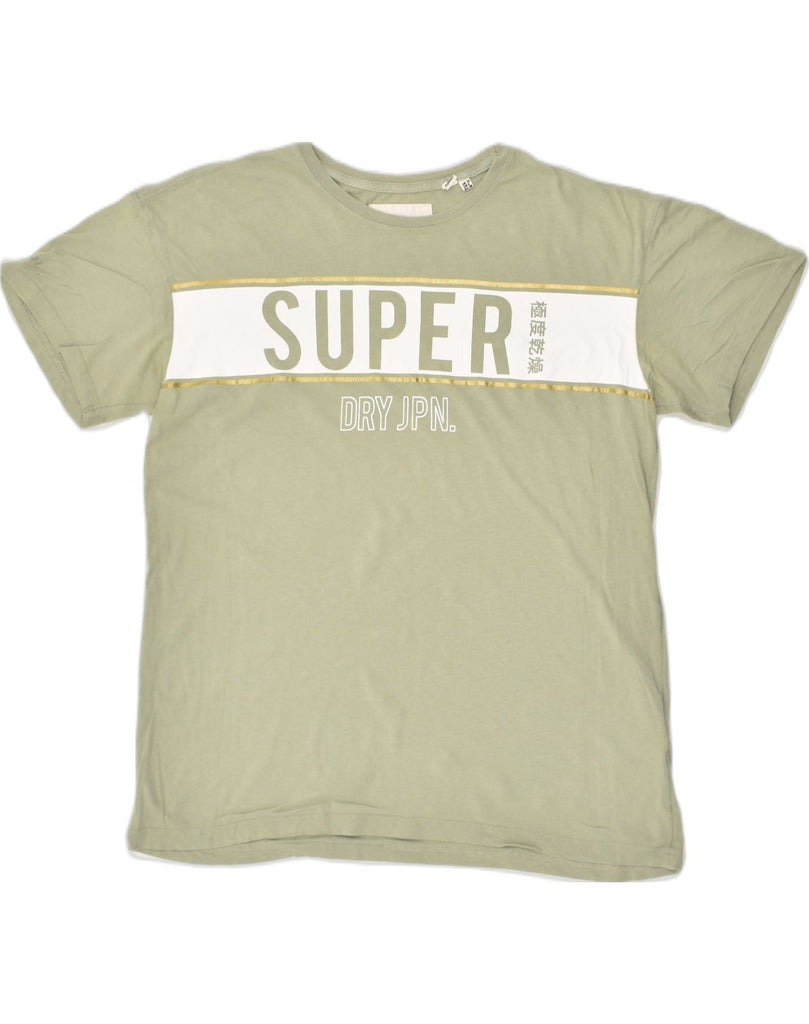 SUPERDRY Womens Graphic T-Shirt Top UK 10 Small  Khaki Cotton | Vintage Superdry | Thrift | Second-Hand Superdry | Used Clothing | Messina Hembry 