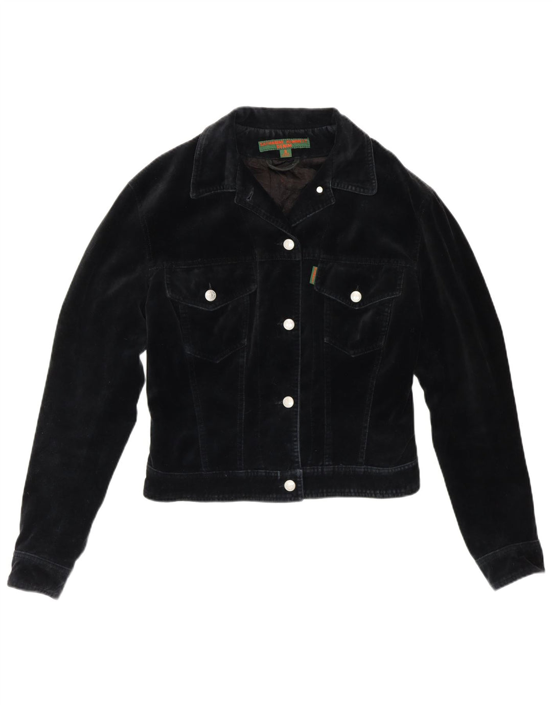 Katharine Hammett Womens Crop Bomber Jacket UK 8 Small Navy Blue Cotton