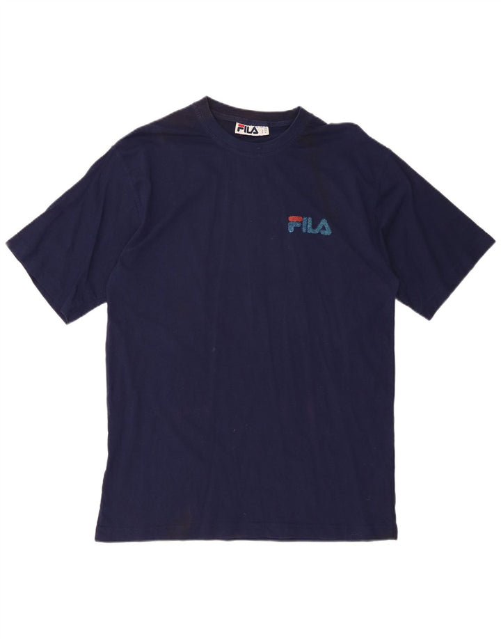 FILA Mens Graphic T-Shirt Top Medium Navy Blue Cotton