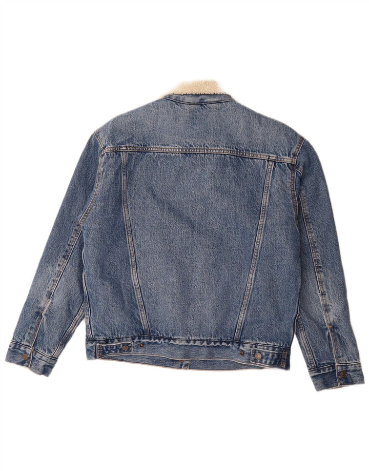 Levi's Womens Oversized Denim Sherpa Jacket UK 10 Small Blue Cotton