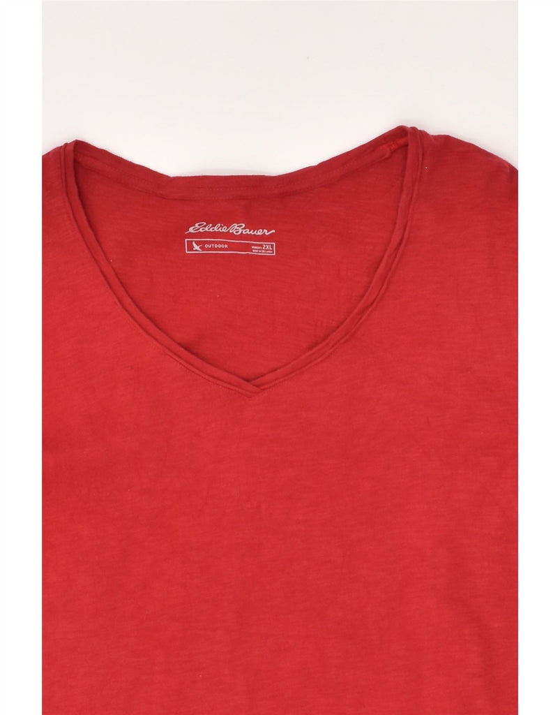 EDDIE BAUER Womens T-Shirt Top UK 20 2XL Red Cotton | Vintage Eddie Bauer | Thrift | Second-Hand Eddie Bauer | Used Clothing | Messina Hembry 