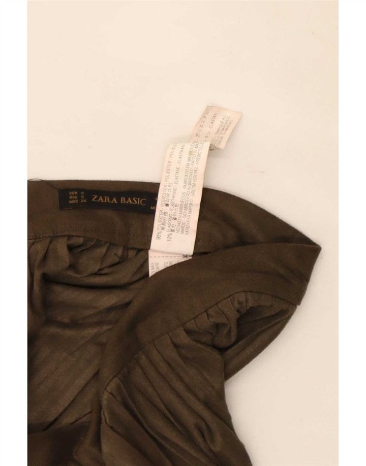 Zara Womens A-Line Skirt Small W26 Khaki Polyester
