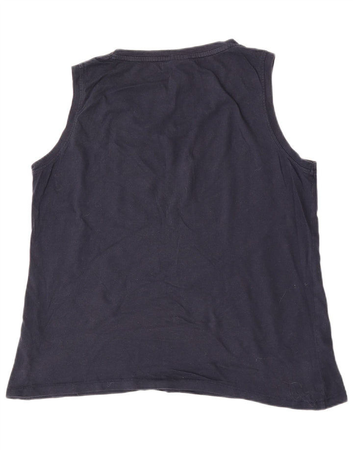 Weird Fish Womens Vest Top UK 16 Large Navy Blue Cotton
