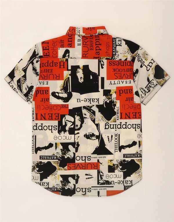 Vintage Mens Graphic Short Sleeve Shirt Large Multicoloured Patchwork