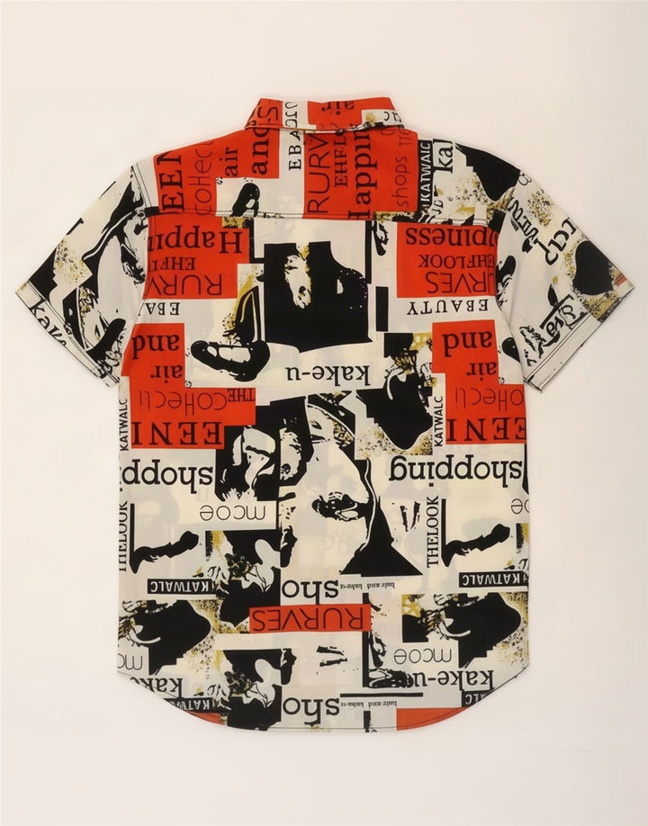 Vintage Mens Graphic Short Sleeve Shirt Large Multicoloured Patchwork