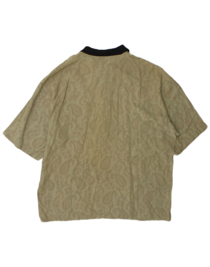 Silenzio Mens Polo Shirt Small Khaki Paisley