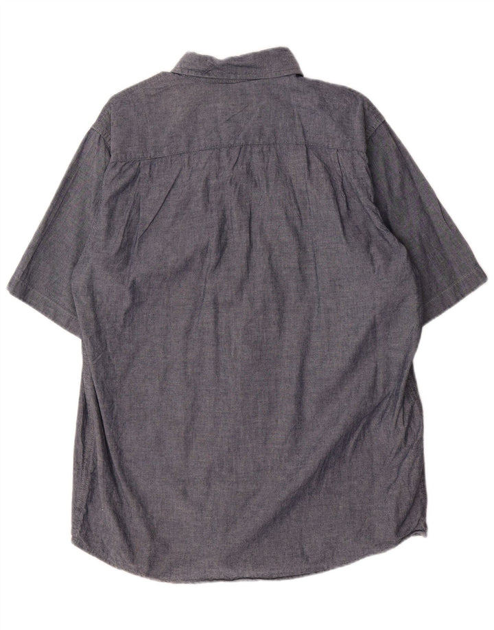 Wrangler Mens Short Sleeve Shirt Medium Navy Blue Cotton