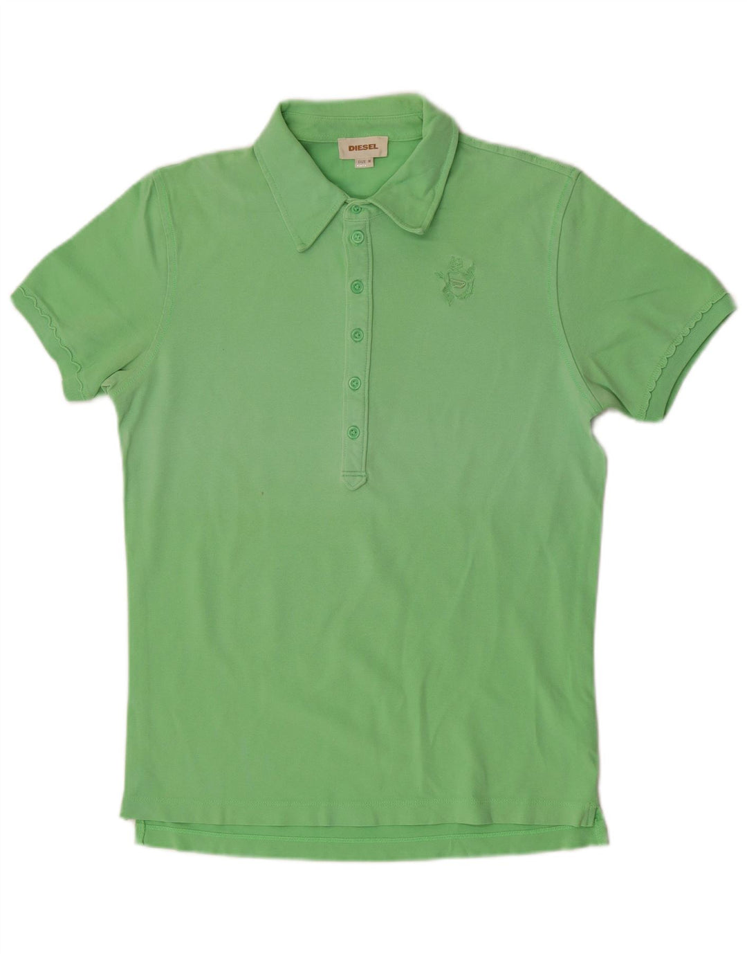 DIESEL Womens Polo Shirt UK 14 Medium Green Cotton