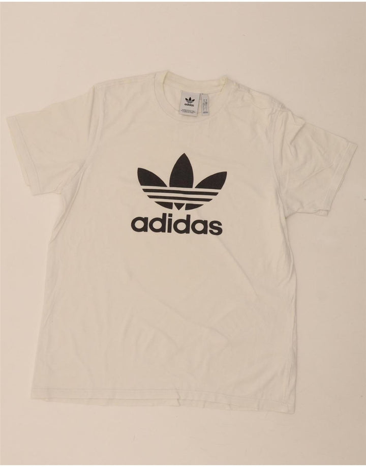 ADIDAS Mens Graphic T-Shirt Top Large White Cotton Vintage Adidas and Second-Hand Adidas from Messina Hembry 
