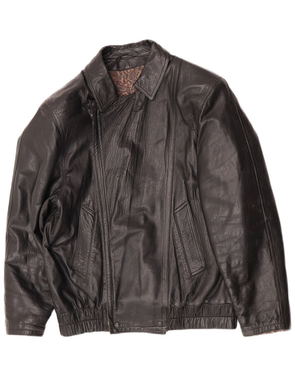 Vintage Mens Leather Jacket UK 36 Small Black Leather
