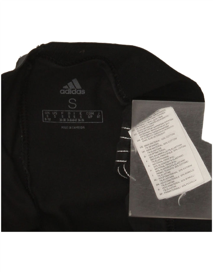 Adidas Womens Leggings UK 8/10 Small Black Cotton