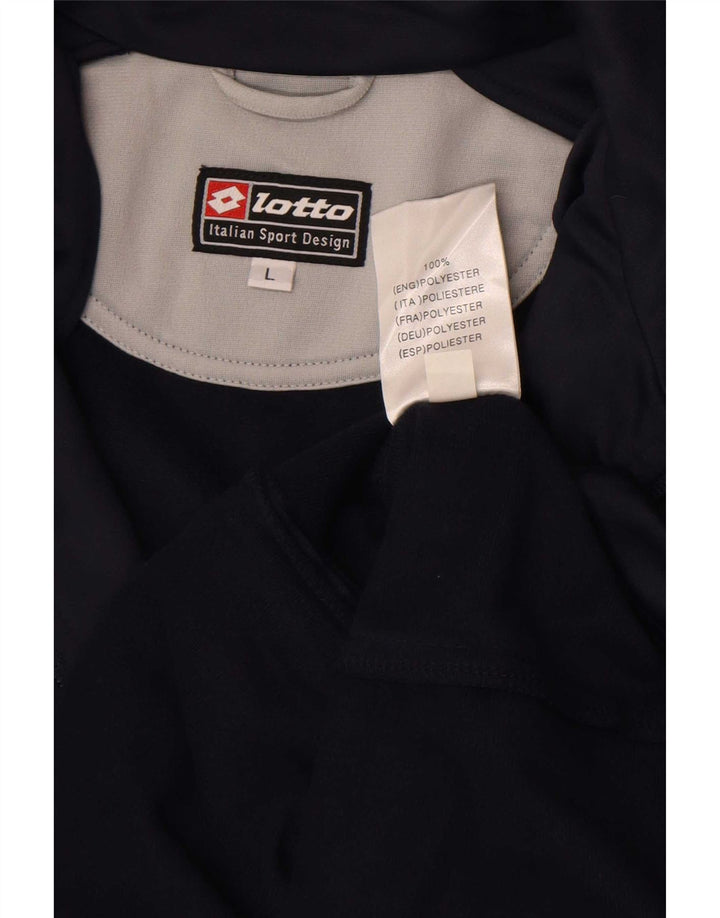 Lotto Mens Tracksuit Top Jacket Large Navy Blue Colourblock Polyester