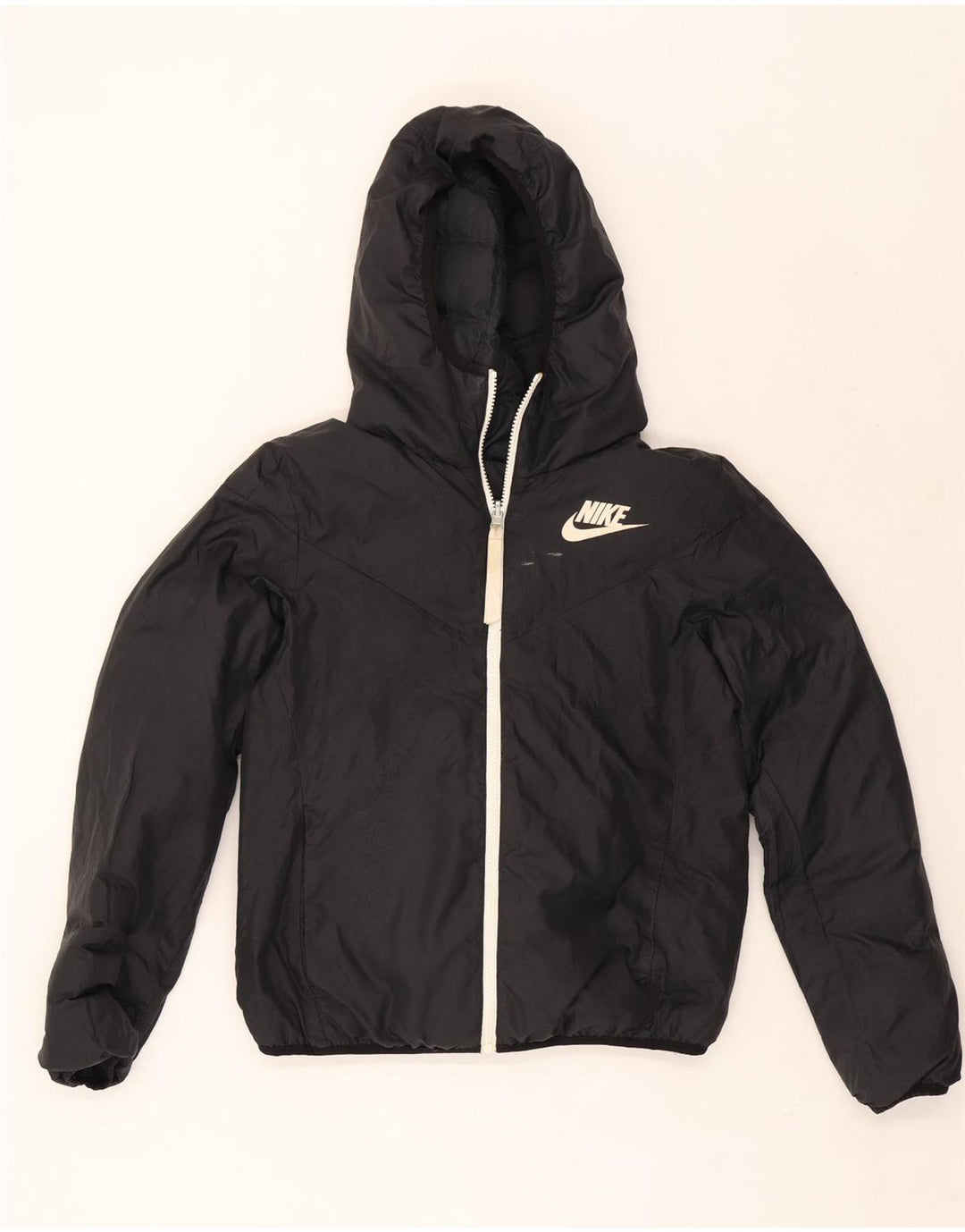 Nike Womens Oversized Hooded Reversible Padded Jacket UK 6 XS Black