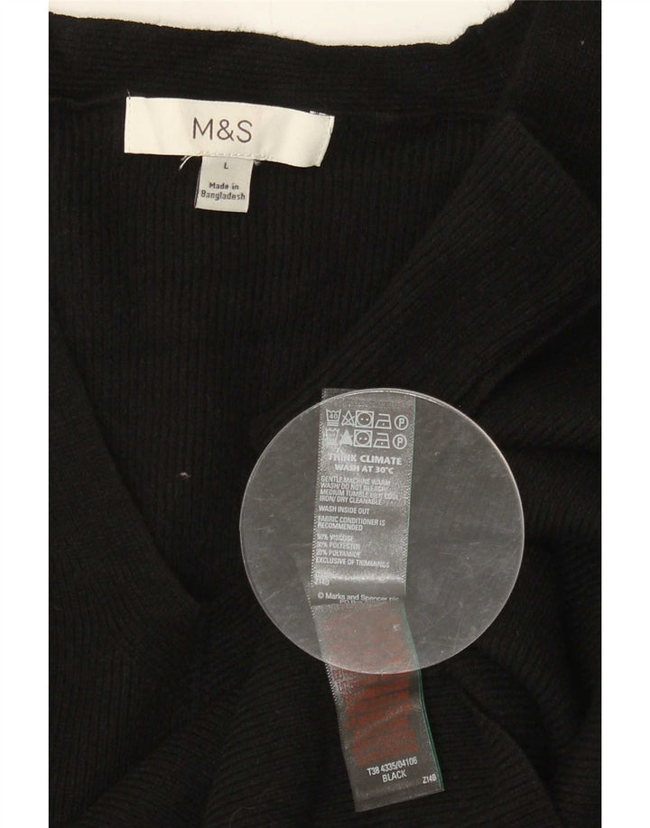 Marks & Spencer Womens Top 3/4 Sleeve UK 14 Large Black Viscose