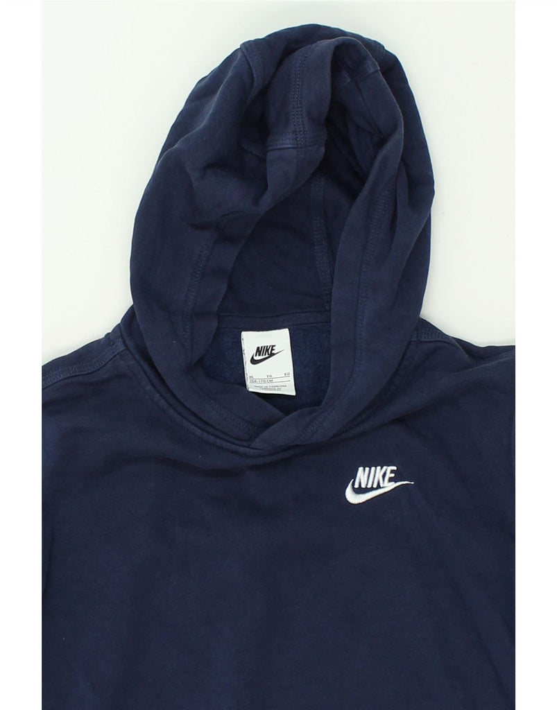 NIKE Boys Graphic Hoodie Jumper 13-14 Years XL Navy Blue Cotton | Vintage Nike | Thrift | Second-Hand Nike | Used Clothing | Messina Hembry 