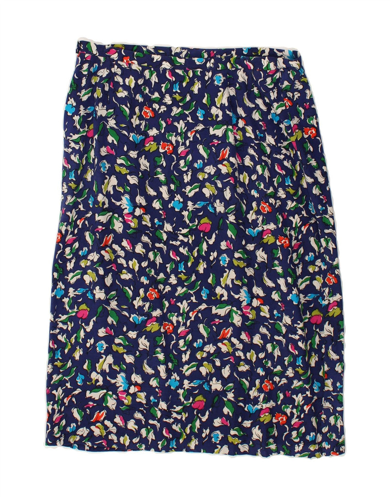 VINTAGE Womens Straight Skirt W30 Medium Navy Blue Floral | Vintage Vintage | Thrift | Second-Hand Vintage | Used Clothing | Messina Hembry 