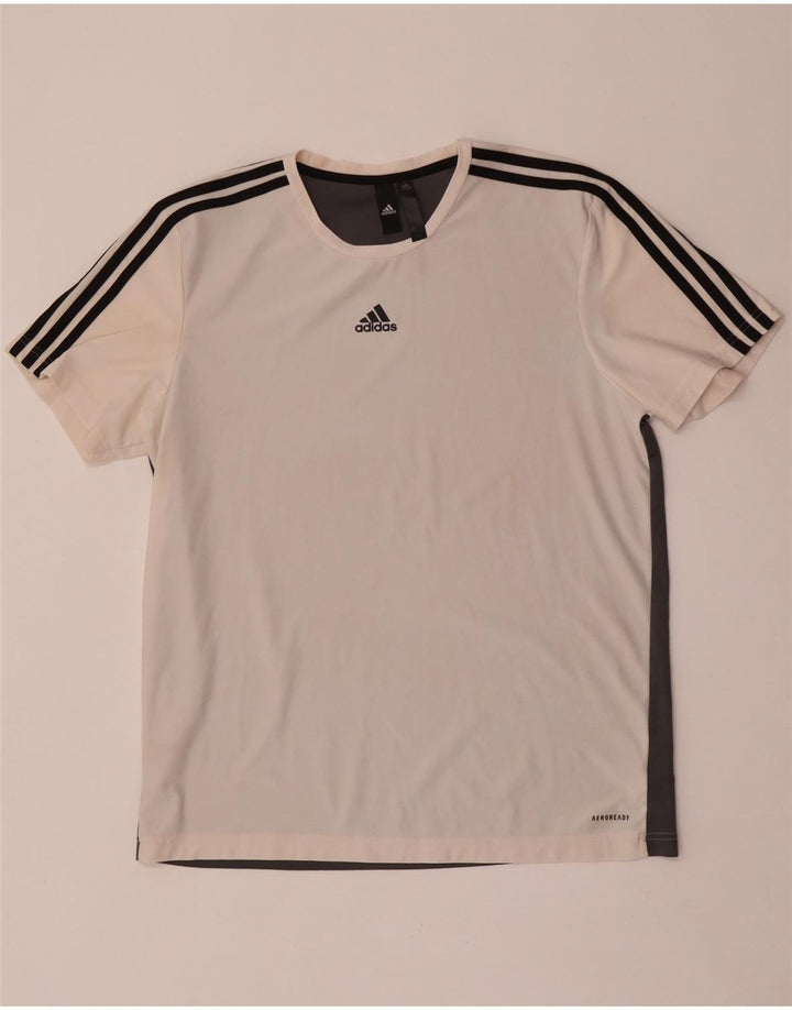 Adidas Mens Aeroready T-Shirt Top Large White Colourblock Polyester