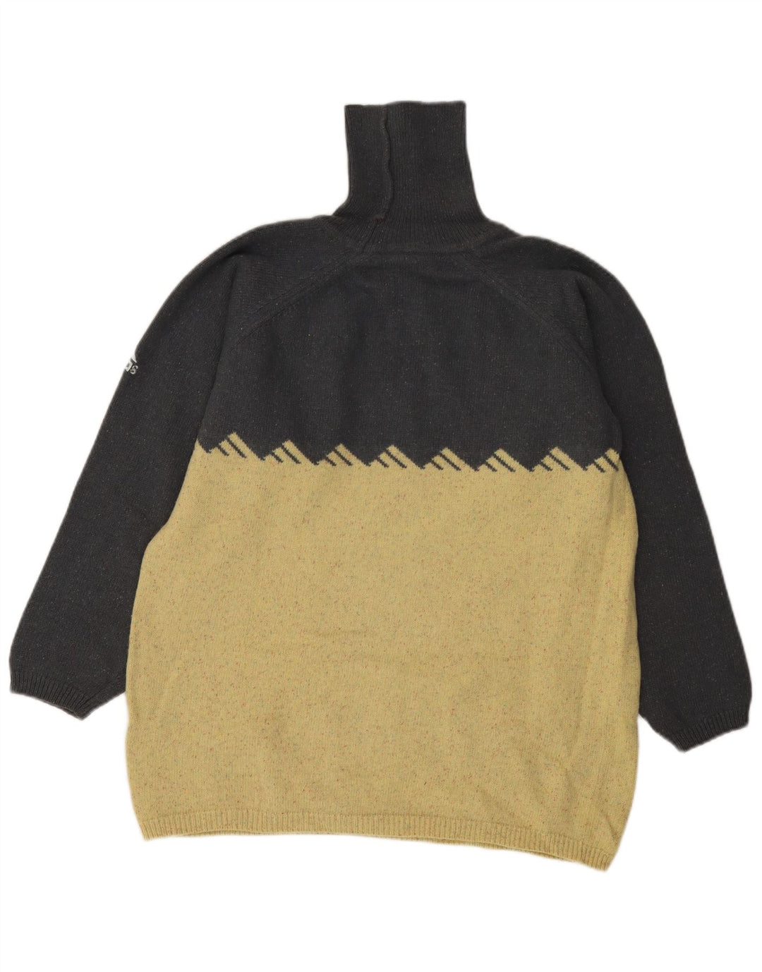 Adidas Mens Roll Neck Jumper Sweater Small Grey Colourblock Wool