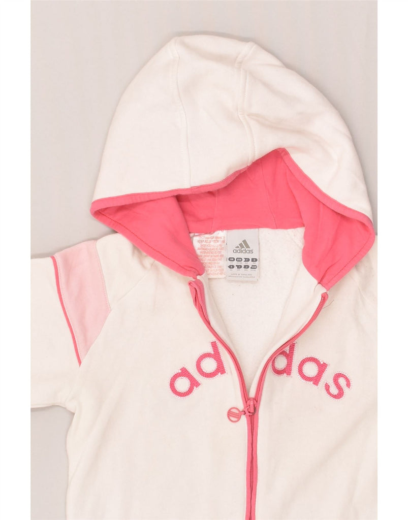 ADIDAS Girls Graphic Zip Hoodie Sweater 2-3 Years White Cotton | Vintage Adidas | Thrift | Second-Hand Adidas | Used Clothing | Messina Hembry 