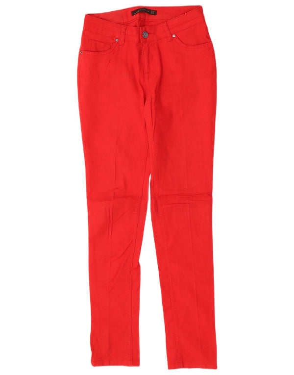 Zara Womens Skinny Casual Trousers EU 38 Small W28 L31 Red Cotton